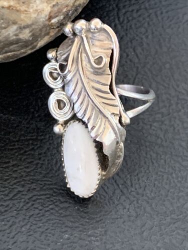 Navajo White Buffalo Turquoise Ring | Sterling Silver | Sz 7 | Authentic Native American Handmade | 12185