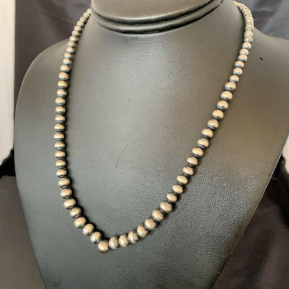Authentic Native American Navajo Pearls Graduated Necklace | Single Strand | Sterling Silver | 18" | 10884