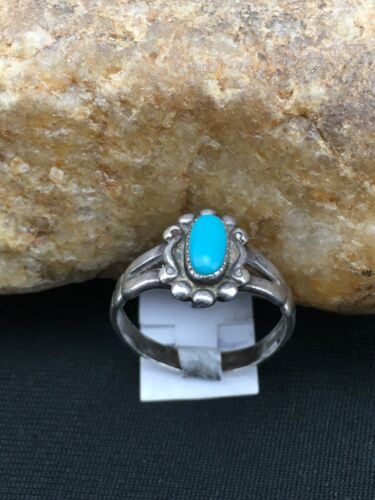 Native American Blue Turquoise Navajo Ring | Sterling Silver | Sz 5.75 | 4447