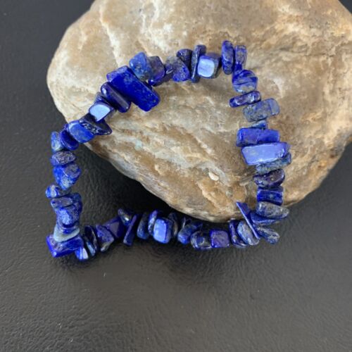 Native American Lapis Bead Bracelet | Stretch | 7" Adjustable | Men's Women's | 13314
