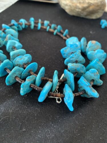 Navajo Pearl Sterling Silver Shell & Turquoise Nugget Necklace | Authentic Native American | 30" | 822