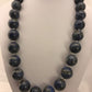 Authentic Native American Handmade | Navajo Sterling Silver Denim Lapis Bead Necklace | 20" | 16mm