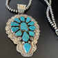 Navajo Kingman Turquoise Multi-Stone Pendant | Authentic Native American Sterling Silver | 11515