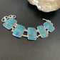 Navajo Blue Mojave Turquoise Link Bracelet | Sterling Silver | 8" | Authentic Native American Handmade | 11629