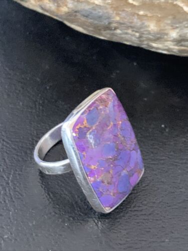 Adjustable Navajo Purple Mojave Turquoise Ring | Sterling Silver | Sz 8 | Authentic Native American Handmade | 11601 - Masha USA
