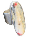 Southwestern Navajo Cinnabrite Ring | White Black | Sterling Silver | Sz 7.5 | 1558