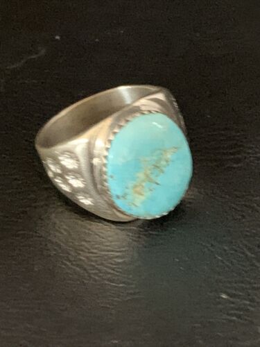 Southwestern Navajo Blue Kingman Turquoise Ring | Sterling Silver | Sz 11 | 14140