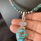 Navajo Pearls Necklace with Blue Mojave Turquoise Moon Pendant | Authentic Native American Sterling Silver | Multi-Stone | 11912