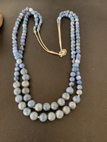 Native American Denim Lapis Bead Necklace | Sterling Silver | 21" | 1260