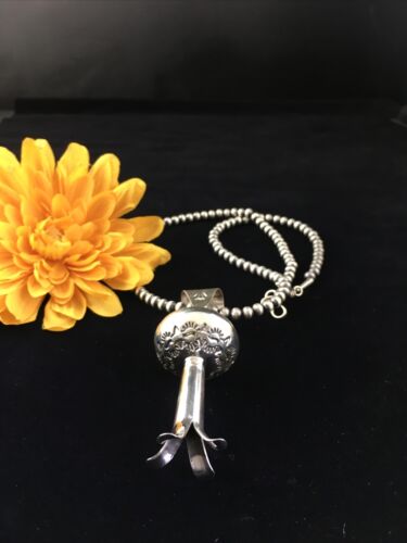 Navajo Sterling Silver Naja Necklace Pendant | 3" | Authentic Native American Handmade | 10046