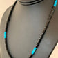 Navajo Blue Turquoise Heishi Onyx Necklace | Sterling Silver | Authentic Native American Handmade | 19" | 8823