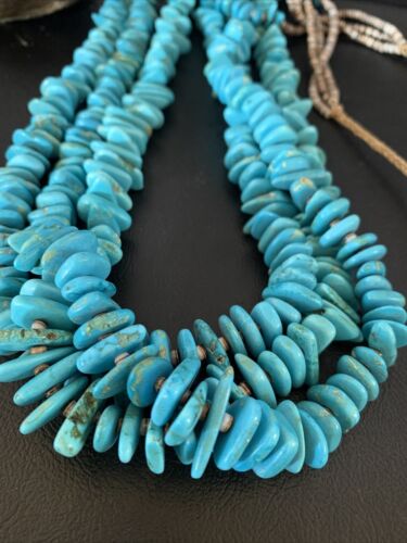 Men's Santo Domingo Blue Kingman Turquoise Shell Necklace | 3-Strand | 40" | 13196