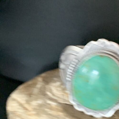 Native American Men's Green Royston Turquoise Cuff Bracelet | Sterling Silver | 14132