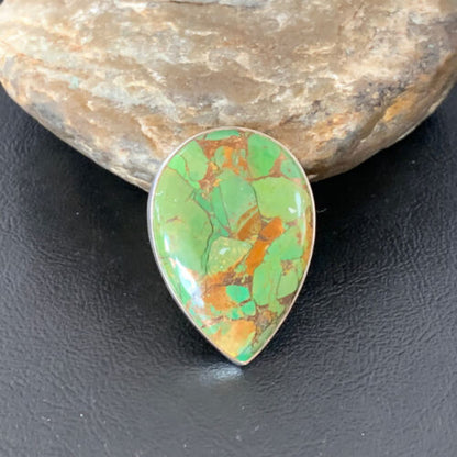 Navajo Green Mojave Turquoise Ring | Sterling Silver | Sz 8 | Authentic Native American Handmade | 11750