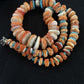 Navajo Pearls, Orange Spiny Oyster & Turquoise Necklace | Sterling Silver | Authentic Native American | 24"