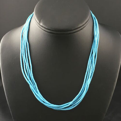 Southwestern Blue Turquoise Heishi 5-Strand Necklace | Sterling Silver | 17" | 10264