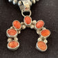 Navajo Red Spiny Oyster Necklace with Sterling Silver Naja Pendant | Authentic Native American Handmade | 326