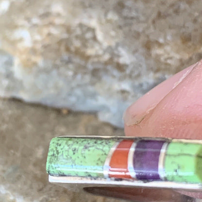 Navajo Green Gaspiete Sugilite Red Coral Inlay Ring | Sz 5 | Authentic Native American Handmade | 10996