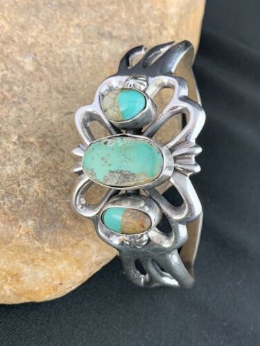 Navajo Sterling Silver Cuff Bracelet | Dry Creek Turquoise | Authentic Native American Handmade | 239