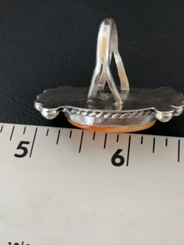Native American Orange Spiny Oyster Navajo Ring | Sterling Silver | Sz 9 | 13280