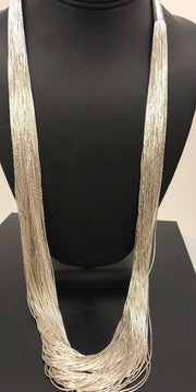 Southwestern Liquid Silver Heishi Necklace | 100 Strands | Sterling Silver | 28" | 1222