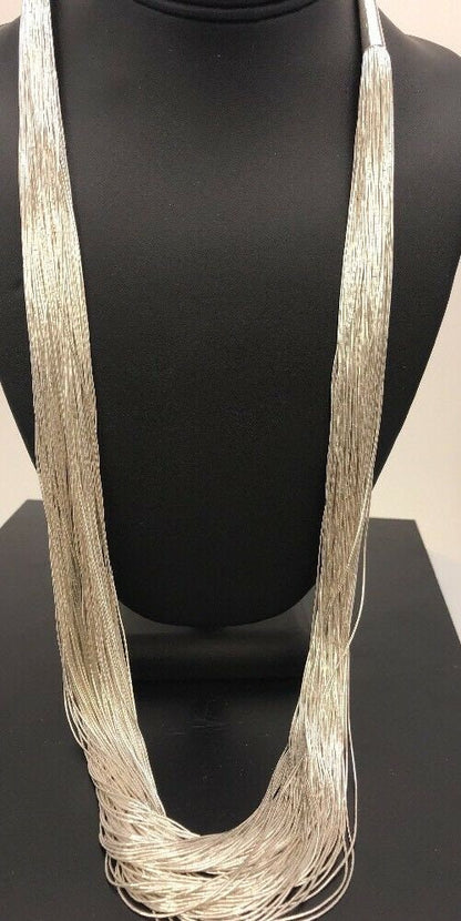 Southwestern Liquid Silver Heishi Necklace | 100 Strands | Sterling Silver | 28" | 1222