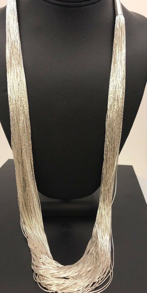 Southwestern Liquid Silver Heishi Necklace | 100 Strands | Sterling Silver | 28" | 1222