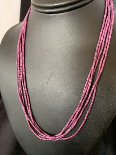Navajo Purple Sugilite 5-Strand Necklace | Sterling Silver Rice Heishi | 20" | Authentic Native American Handmade | 12929