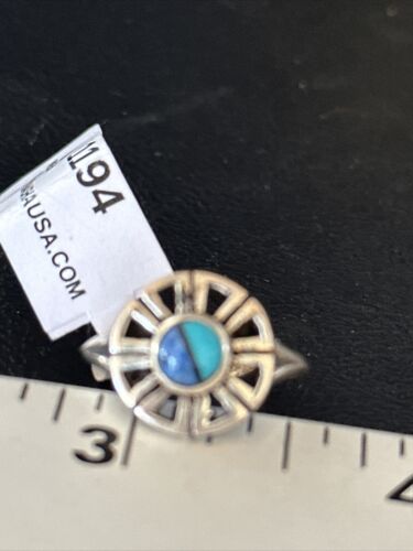 Southwestern Women's Navajo Blue Turquoise Lapis Inlay Ring | Sz 7.5 | 11194