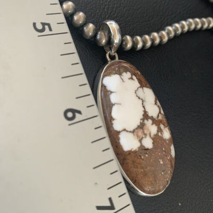 Navajo Wild Horse Turquoise Necklace Pendant | Sterling Silver | Authentic Native American Handmade | 12732