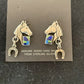 Navajo Blue Lapis & Turquoise Horse Inlay Earrings | Sterling Silver | 1" | Authentic Native American Handmade | 1514
