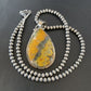 Men's Navajo Pearls Necklace with Bumblebee Jasper Pendant | Sterling Silver | Native American Handmade | 10548