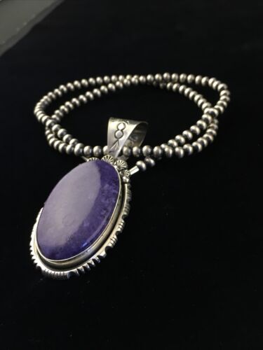 Navajo Purple Charoite Pendant Necklace | Sterling Silver | Authentic Native American Handmade | 10085