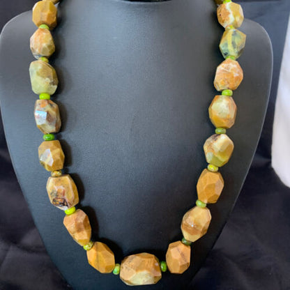 Navajo Graduated Faceted Green Nugget Turquoise Necklace | Sterling Silver | Authentic Native American | 21" | 1494