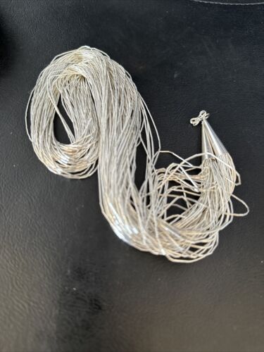 Liquid Heishi Necklace | 50 Strands Sterling Silver | 28" Silver Tubes | Authentic Native American Handmade | 14707
