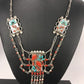 Zuni Turquoise Coral Necklace | Collectible Sterling Silver Pendant | Native American Handmade | 315