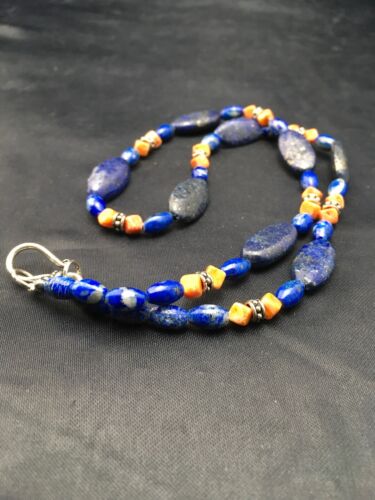 Navajo Lapis Lazuli & Spiny Oyster Necklace | Sterling Silver | Authentic Native American Handmade | 21" | 4507