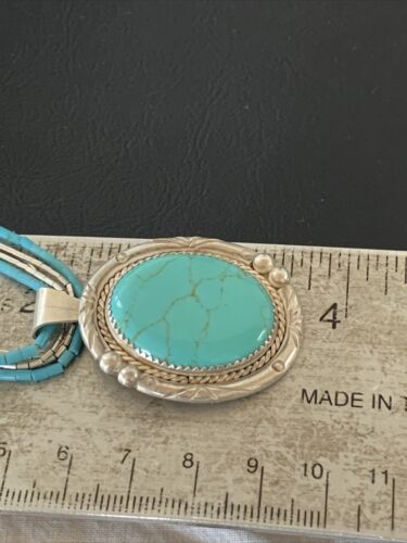 Navajo Green Turquoise Liquid Heishi Necklace | Sterling Silver | 5 Strand | Authentic Native American | 02050