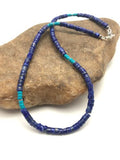 Navajo Lapis & Turquoise Beads Necklace | Sterling Silver | 19" | Authentic Native American Handmade | 3218