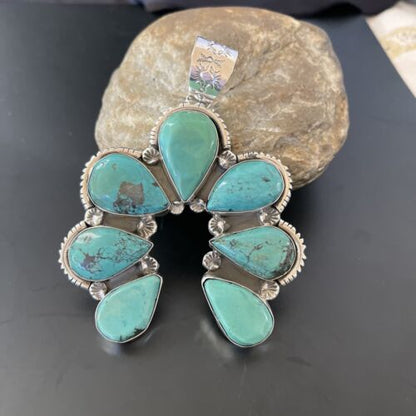 Navajo Pearls Naja Pendant Necklace | Multi-Stone Turquoise | Sterling Silver | Authentic Native American Handmade | 11354 - Masha USA