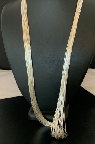 Southwestern Liquid Silver Heishi Necklace | 30 Strands | Sterling Silver Tubes | 26" | 02215