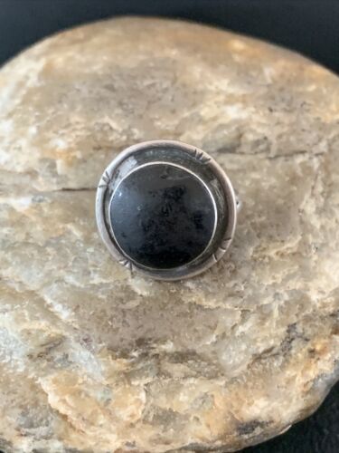 Native American Design Black Onyx Pinky Ring | Sterling Silver | Sz 3.5 | 10799