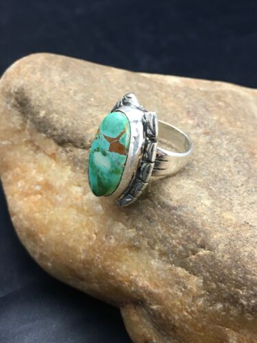 Native American Men's Navajo Royston Turquoise Ring | Sterling Silver | Sz 6.5 | 10219