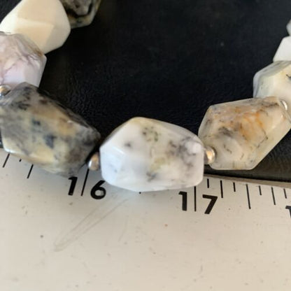 Navajo White Opal Bead Necklace | Sterling Silver | 20mm | 21" | Authentic Native American Handmade | 13983