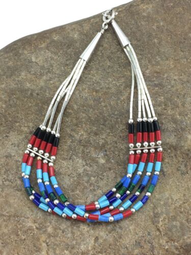 Multi-Color Turquoise Coral 5-Strand Bracelet | Sterling Silver | 7" | Native American Handmade | 13608