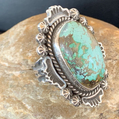 Navajo Green Royston Turquoise Ring | Sterling Silver | Sz 8 | Authentic Native American Handmade | 1476