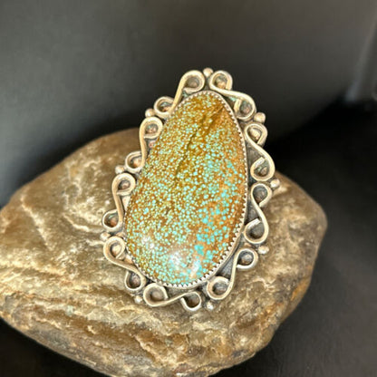 Native American Sterling Silver Blue Turquoise #8 Ring | Sz 9 | 14549 - Masha USA