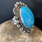Navajo Blue Kingman Turquoise Ring | Sterling Silver | Sz 9.5 | Authentic Native American Handmade | 01644