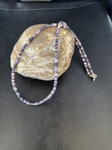 Navajo Sugilite Tube Heishi Necklace | Sterling Silver | 20" | Authentic Native American Handmade | 14517
