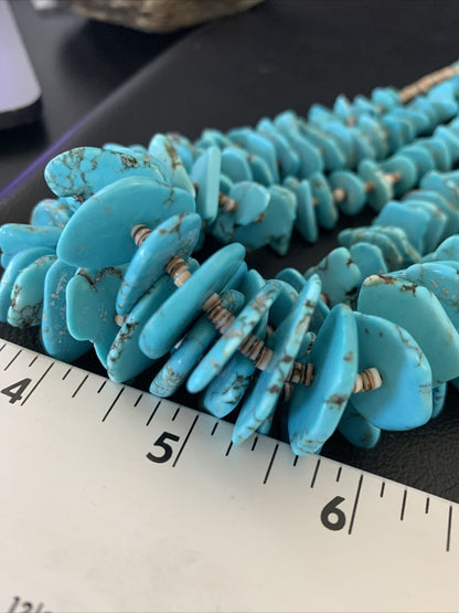 Native American Santo Domingo Shell Chip Turquoise Necklace | 32" | Authentic Handmade | 11995